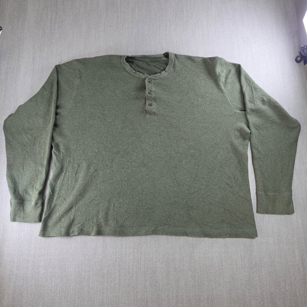 Sonoma Henley Shirt Mens XXL Green Waffle Knit Long Sleeve Cotton Casual